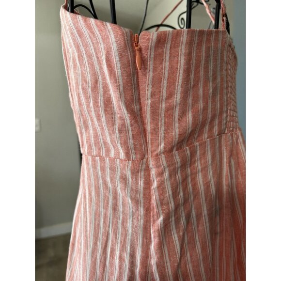 GAP Linen Blend Empire Waist Maxi Orange Coral Stripe Dress Size 0 Petite - Picture 6 of 8